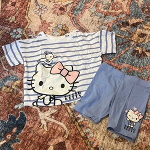 Hello Kitty Blue and White Striped Set for Kids